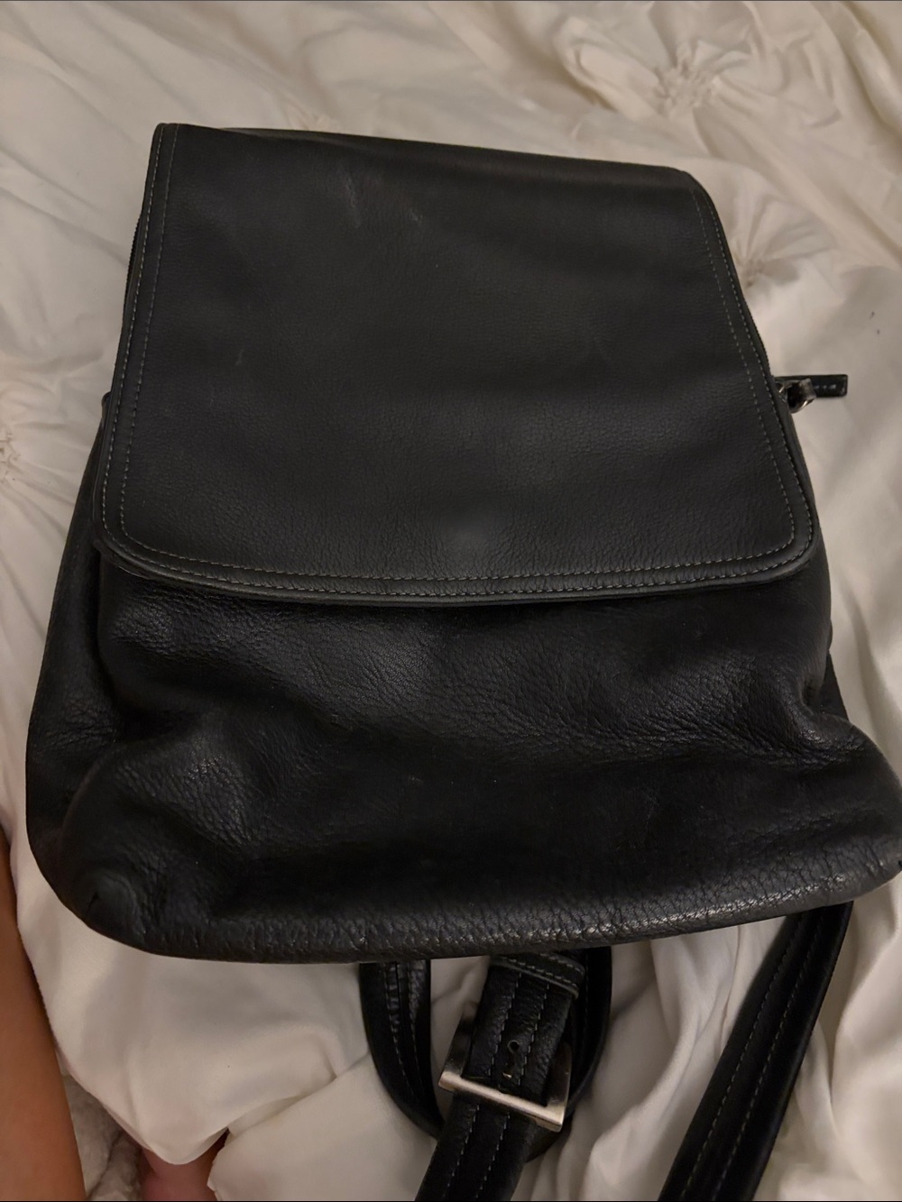 Tignanello Black Leather Backpack
